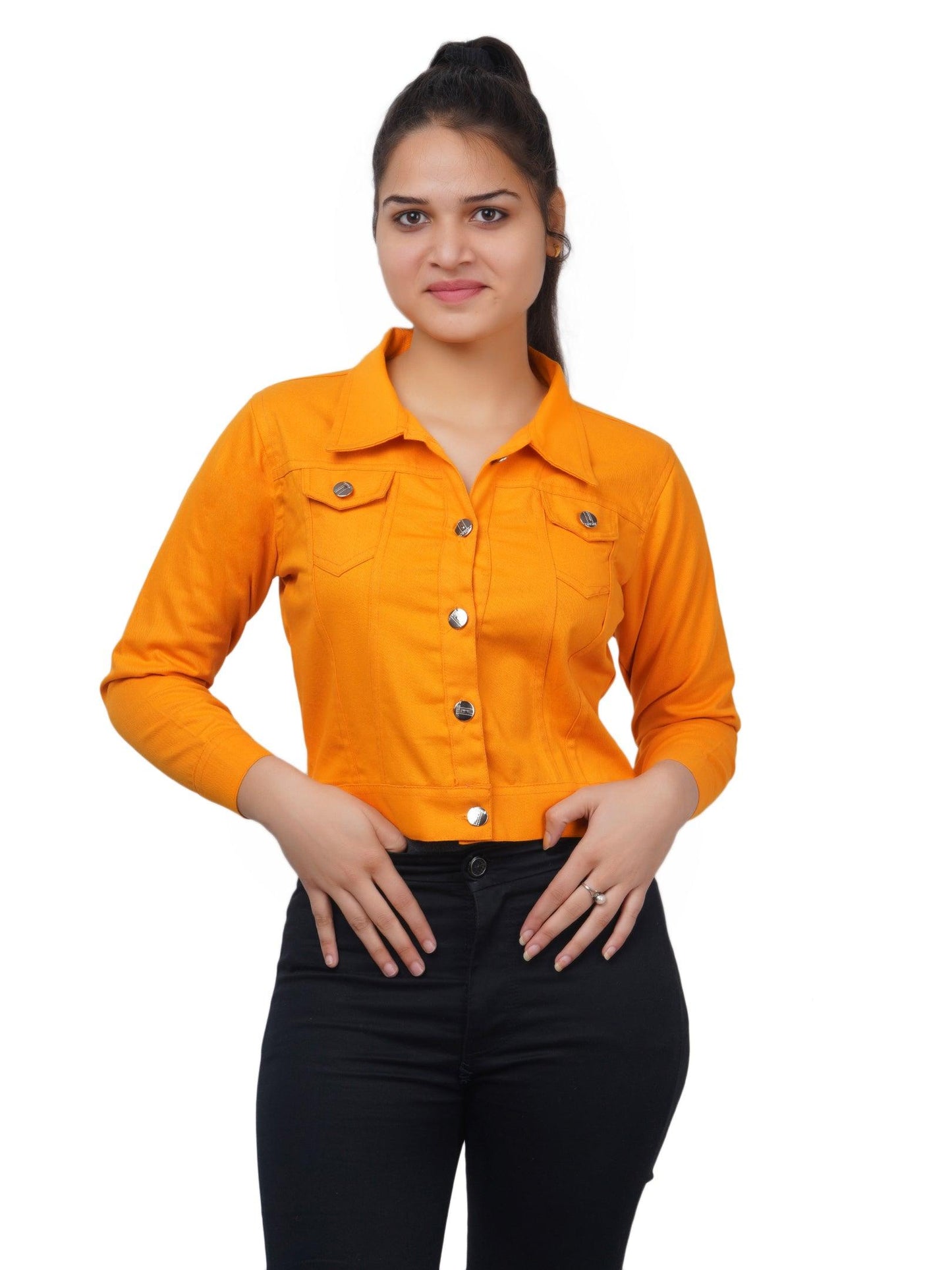 Trendzmy Full Sleeve Pink And Yellow Solid Women Jacket