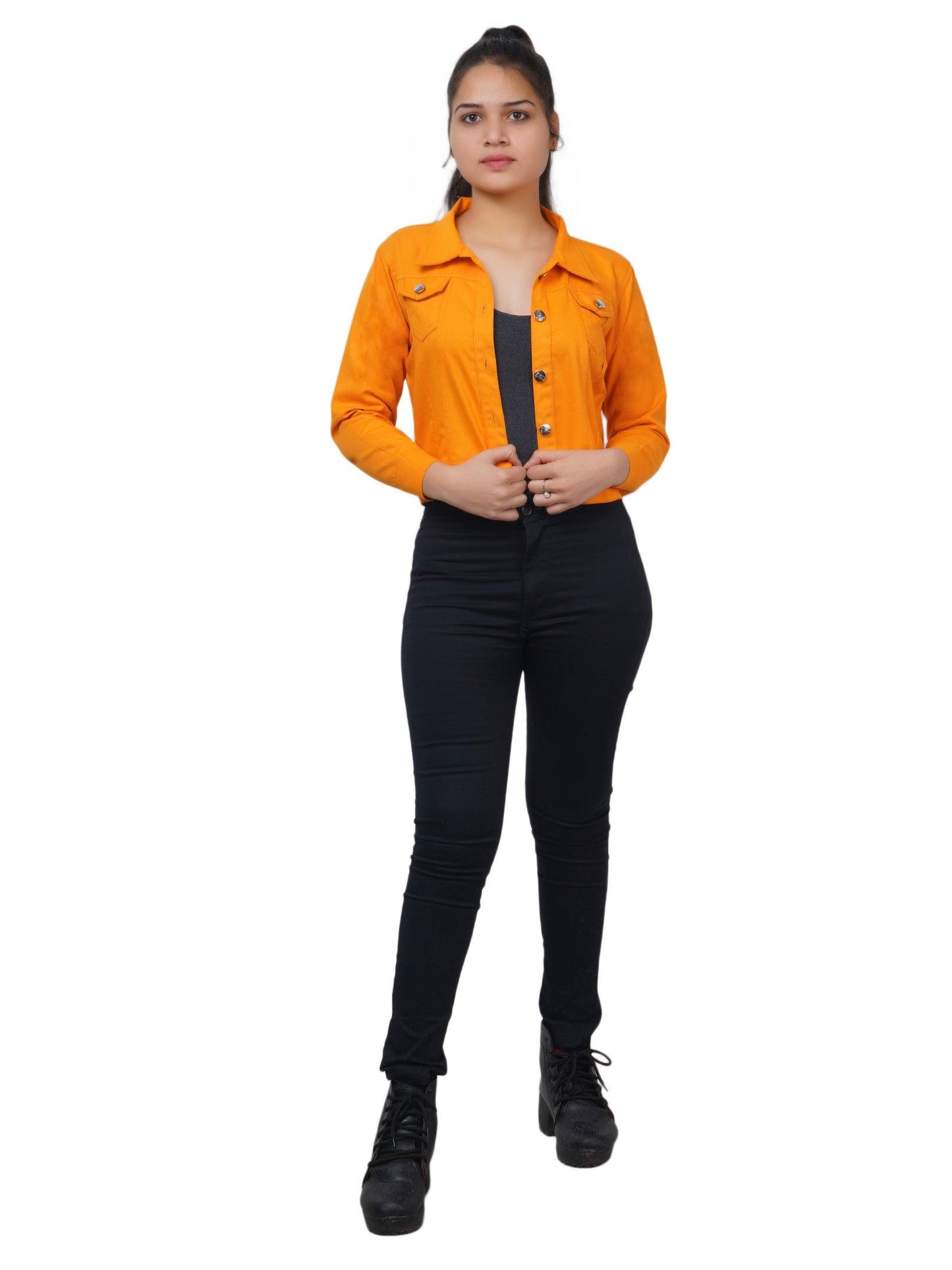 Trendzmy Full Sleeve Maroon And Yellow Solid Women Jacket