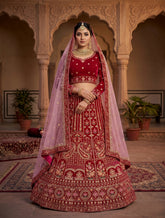 Royal Bridal Red Lehenga Choli Set for Women with Heavy Embroidery & Dupatta | Wedding Lehenga Unstitched