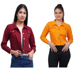 Full Sleeve Maroon And Yellow Solid Women Jacket XXXL