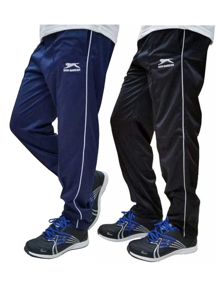 SHIV-NARESH Solid Men Blue, Black Track Pants Pack of 2