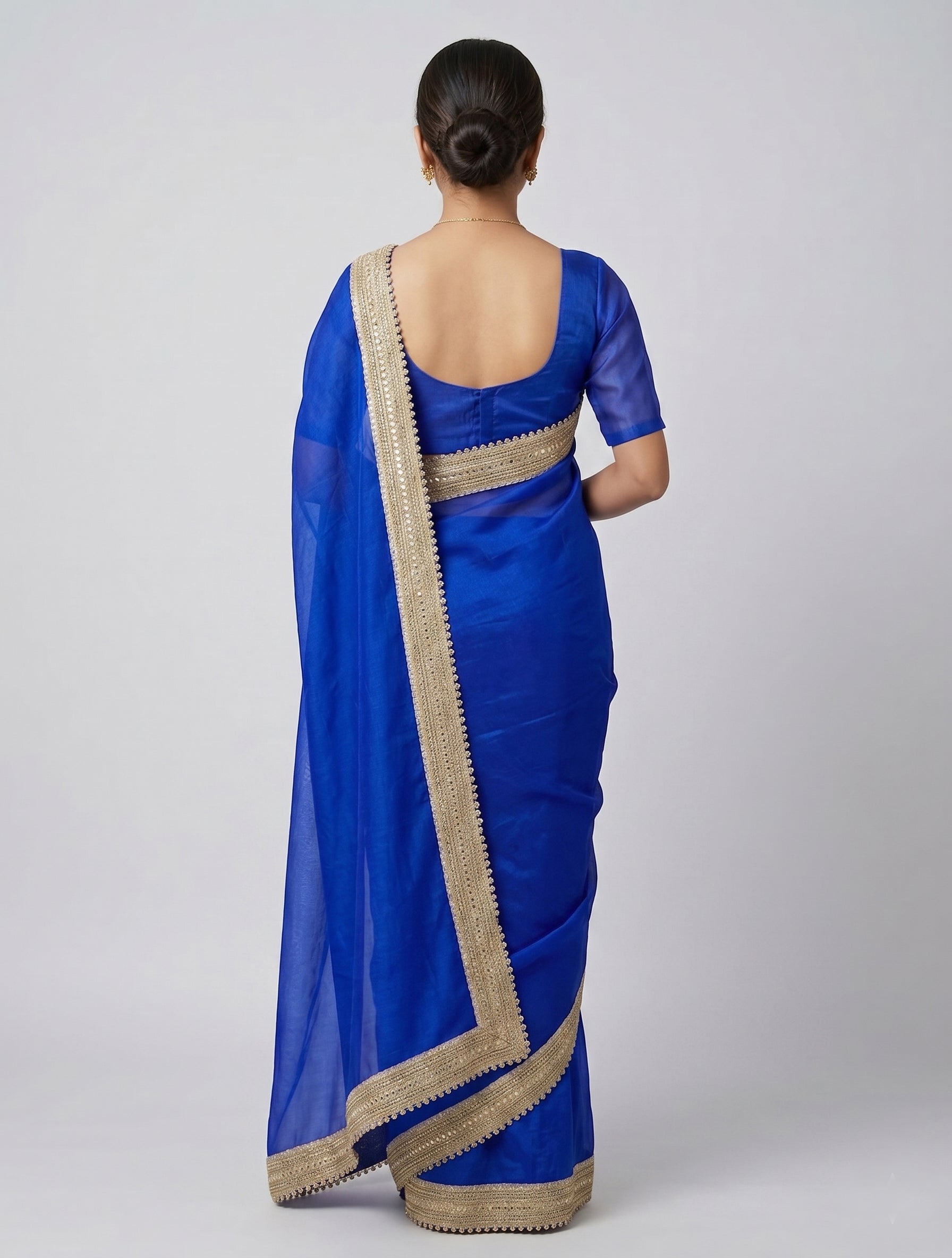 Indian women's fandy Saree - Festive Party Wear Saree with Lace Border