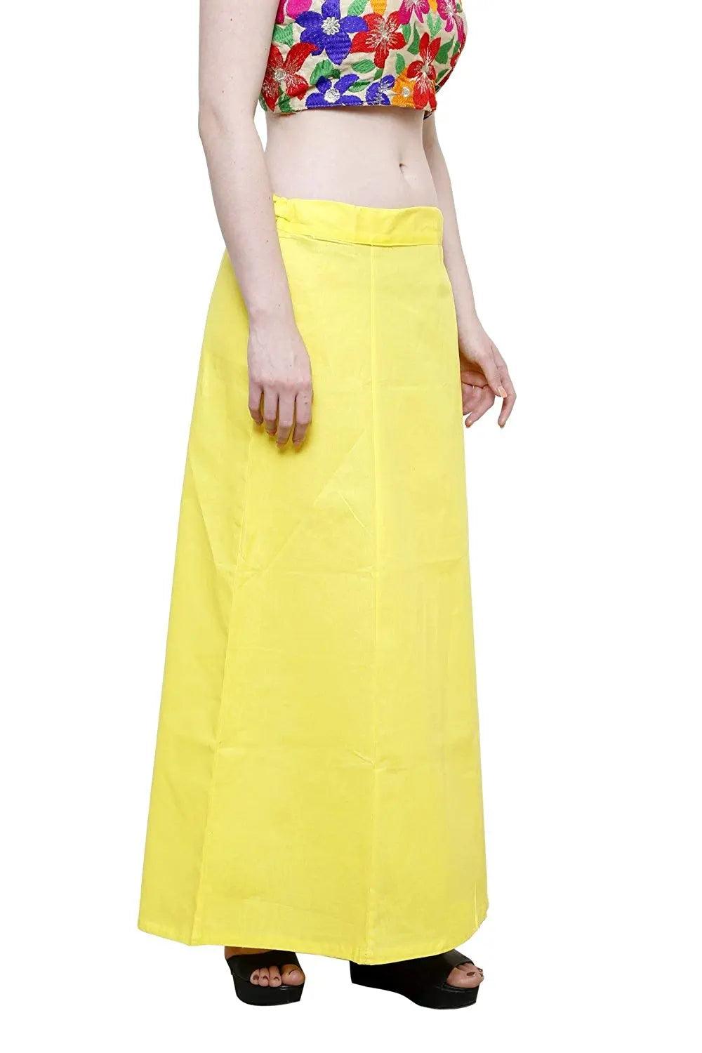 Premium Cotton Saree Petticoat (Pack of 5 Combo) – Sky Blue, Yellow, Black, Red, White | Regular Fit Multi-Color Inskirt Set