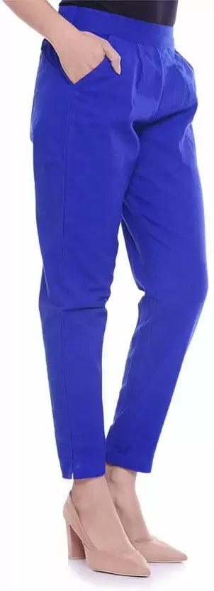 Singhania Women's Royal Blue Plain Pant Palazzo