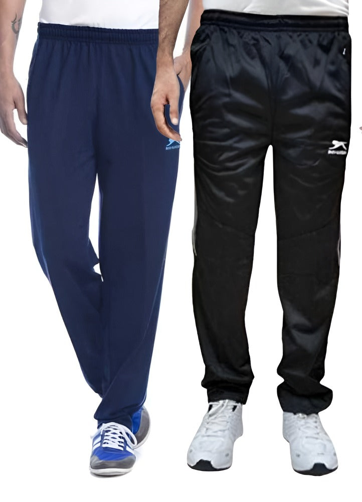 SHIV-NARESH Solid Men Blue, Black Track Pants Pack of 2