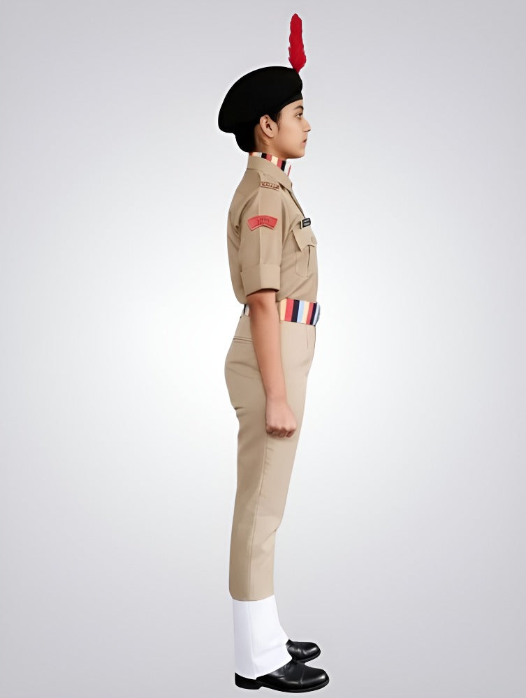 Complete NCC Uniform Set for Cadets (Khaki Shirt, Pant & Ceremonial Accessories Kit)