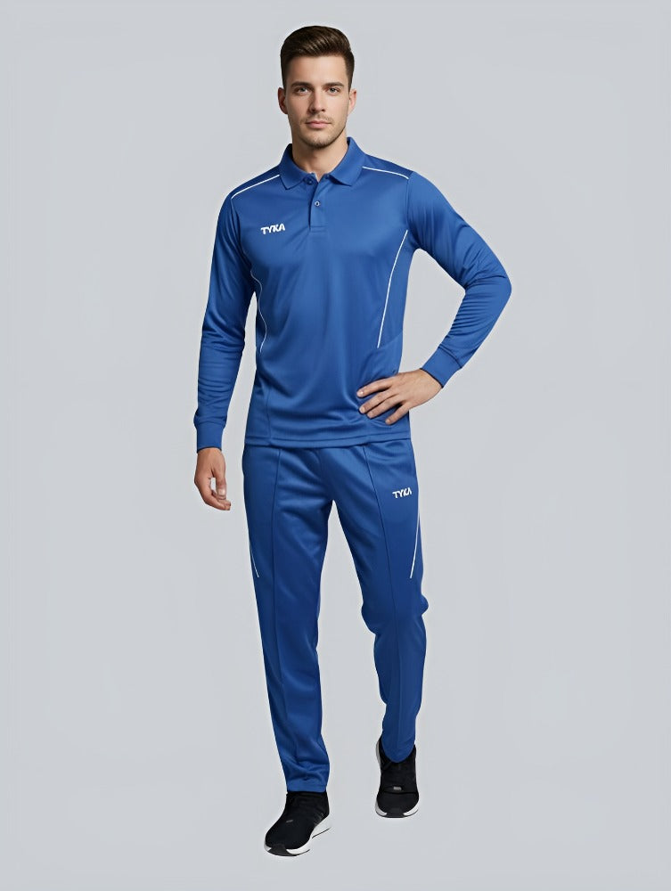 TYKA Prima Men Blue Sports Polo T-Shirt | Quick Dry Activewear with Contrast Piping