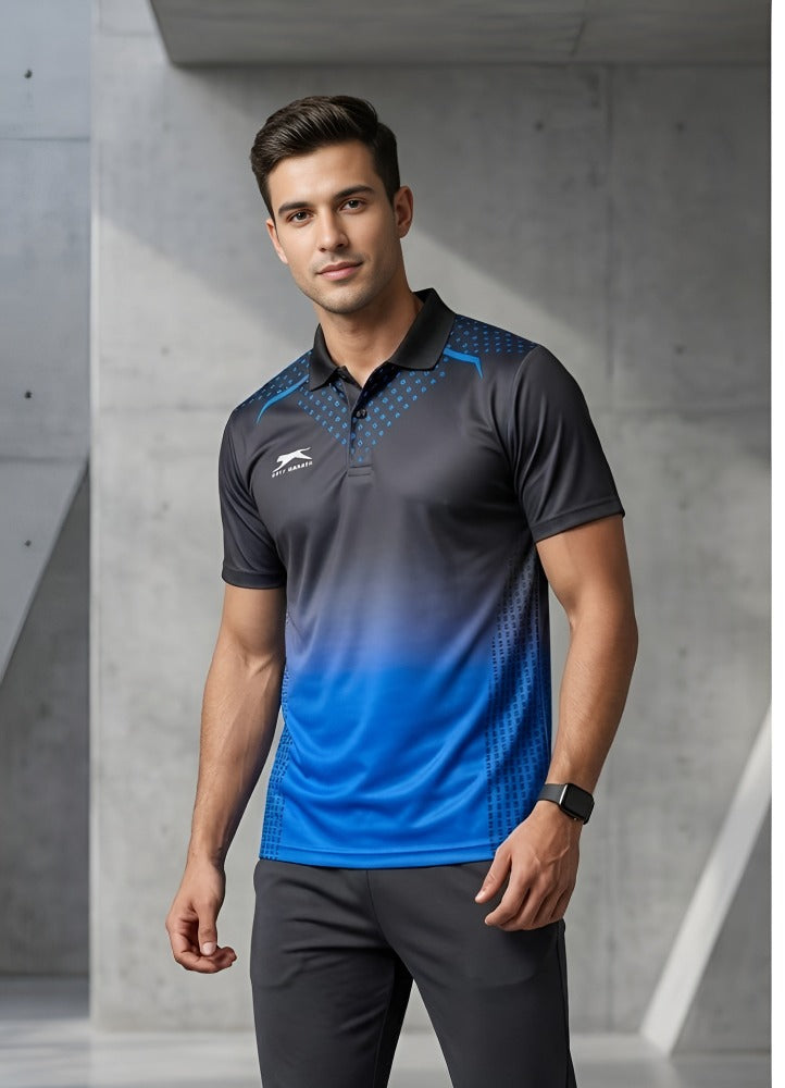 Shiv Naresh Men's|Boy's Full Sublimation Sports T-Shirt | Half Sleeves Flat Collar Interlock Jacquard Fabric | Breathable Athletic Training Tee