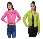 Full Sleeve Pink And Perrot Green Solid Women Jacket XXXL