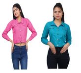Full Sleeve Pink And Sky Blue Solid Women Jacket XXXL
