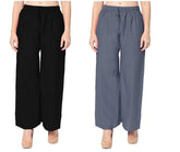 Woman's Rayon Plain Black and Grey Palazzo Default Title