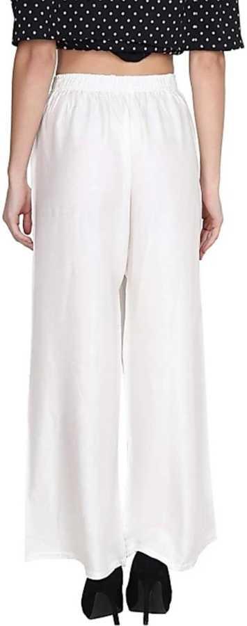 Trendzmy Woman's Rayon Black And White Plain Palazzo