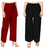 Woman's Rayon Maroon And Black Plain Palazzo Default Title