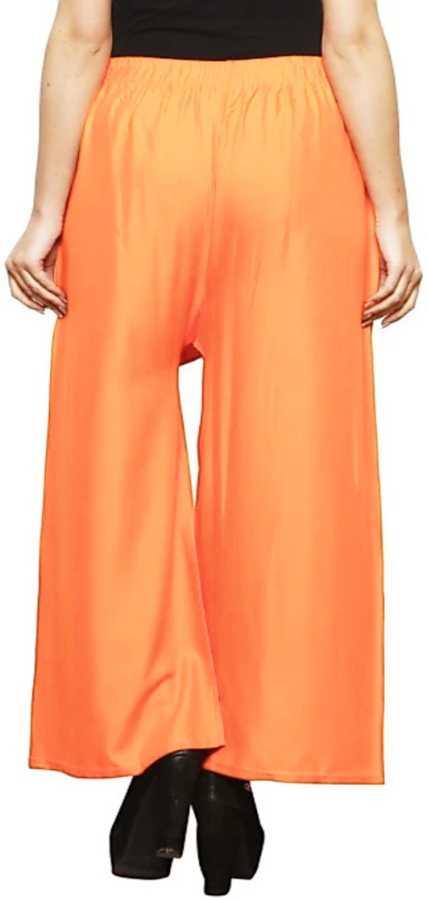 Trendzmy Woman's Rayon Plain Orange and Black Palazzo