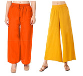 Woman's Rayon Orange And Yellow Plain Palazzo Default Title