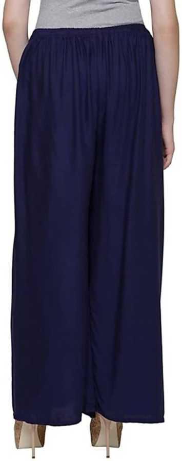 Trendzmy Woman's Rayon Pink And Navy Plain Palazzo