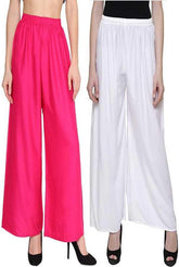 Woman's Rayon Pink And White Plain Palazzo Default Title