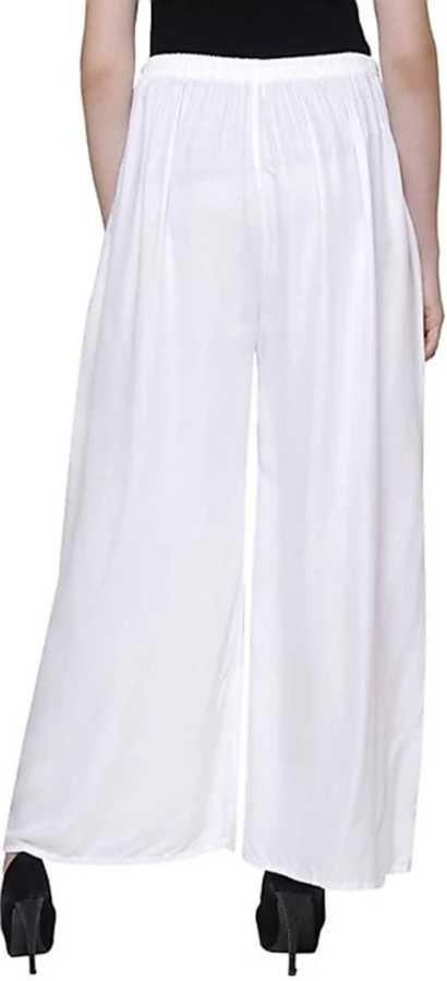 Trendzmy Woman's Rayon Pink And White Plain Palazzo
