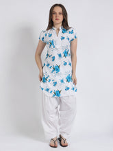Women Printed Blue Kurta and Salwar Set Pure Cotton XXXL