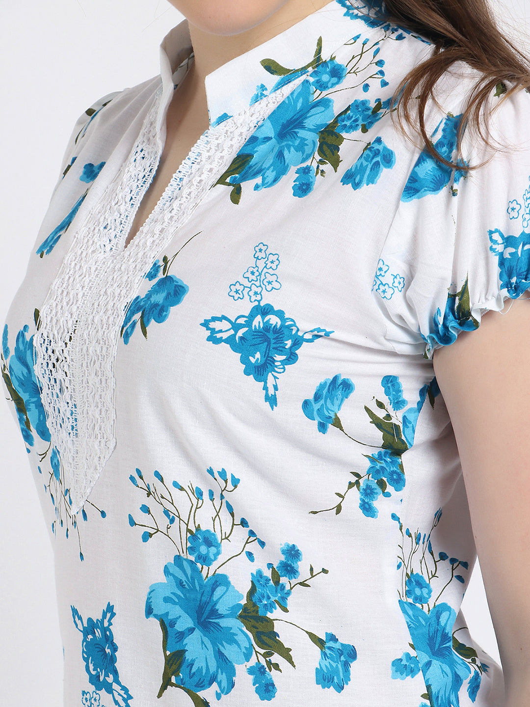 Trendzmy Women Printed Blue Kurta and Salwar Set Pure Cotton