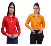 Full Sleeve Red And Yellow Solid Women Jacket XXXL