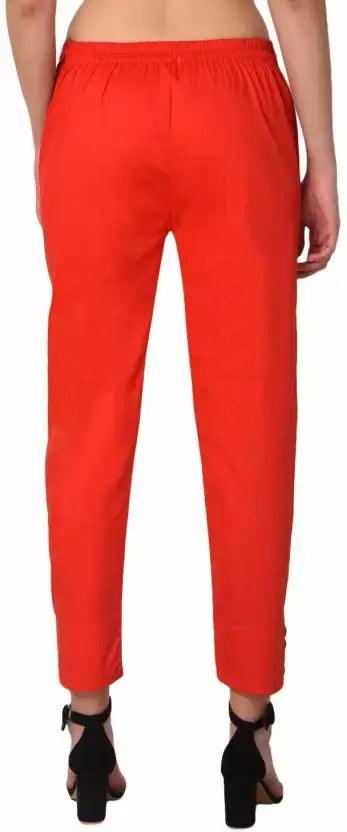 Women's Red Plain Pant Palazzo