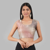 U Neck Shimar Grey and Peach Women Blouse Default Title