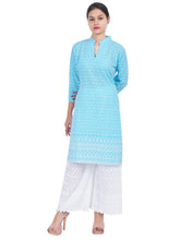 Women Sky Blue Kurta and Palazzo Set Pure Cotton XXXL