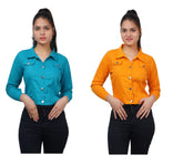 Full Sleeve Sky Blue And Yellow Solid Women Jacket XXXL