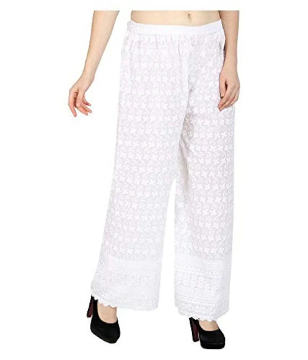 Woman's Cotton Chiken Plazzo White