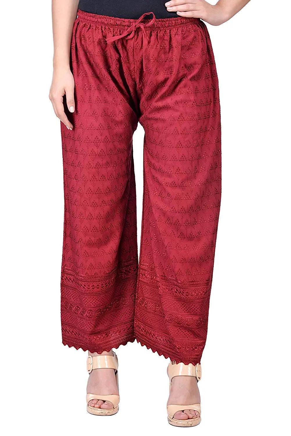 Woman's Cotton Chiken Plazzo Maroon