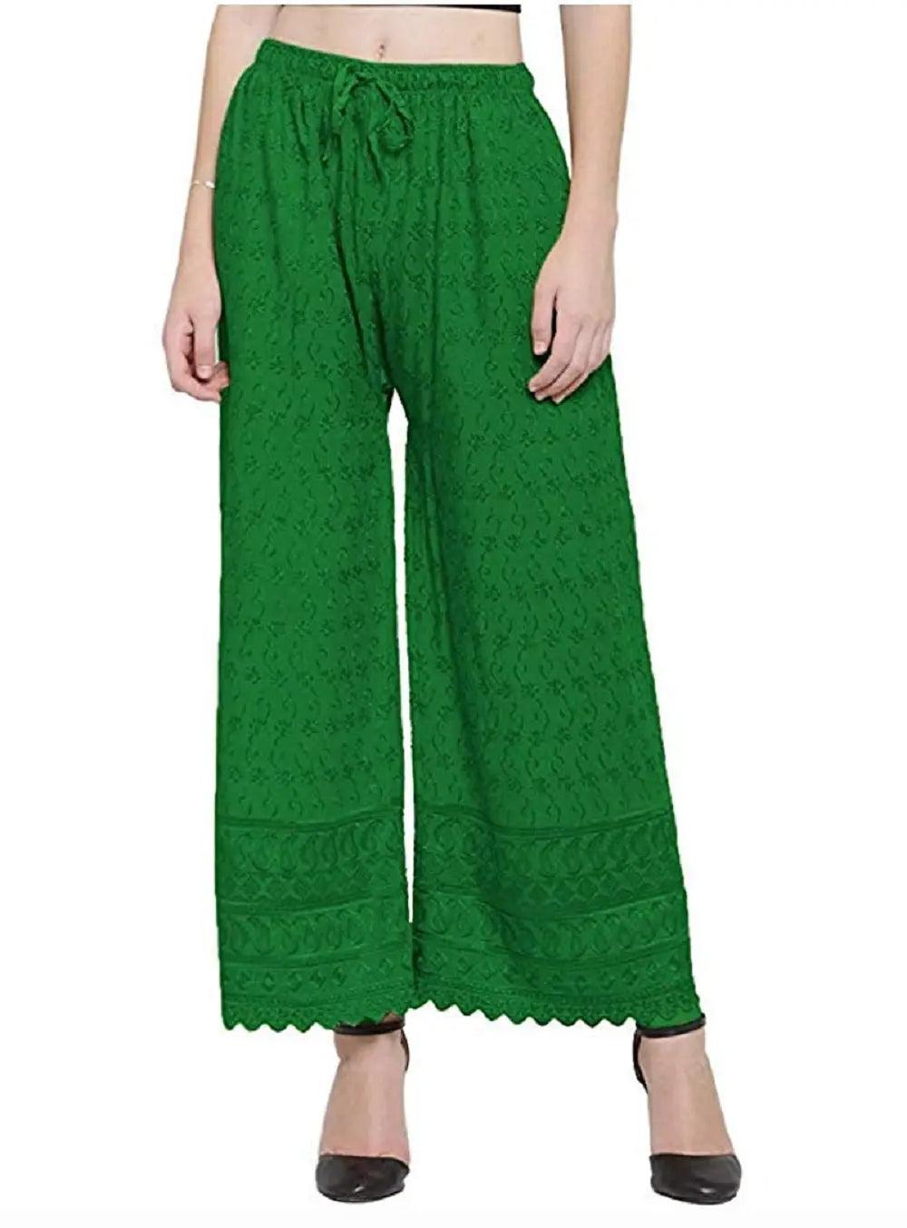 Woman's Cotton Chiken Plazzo Green Default Title