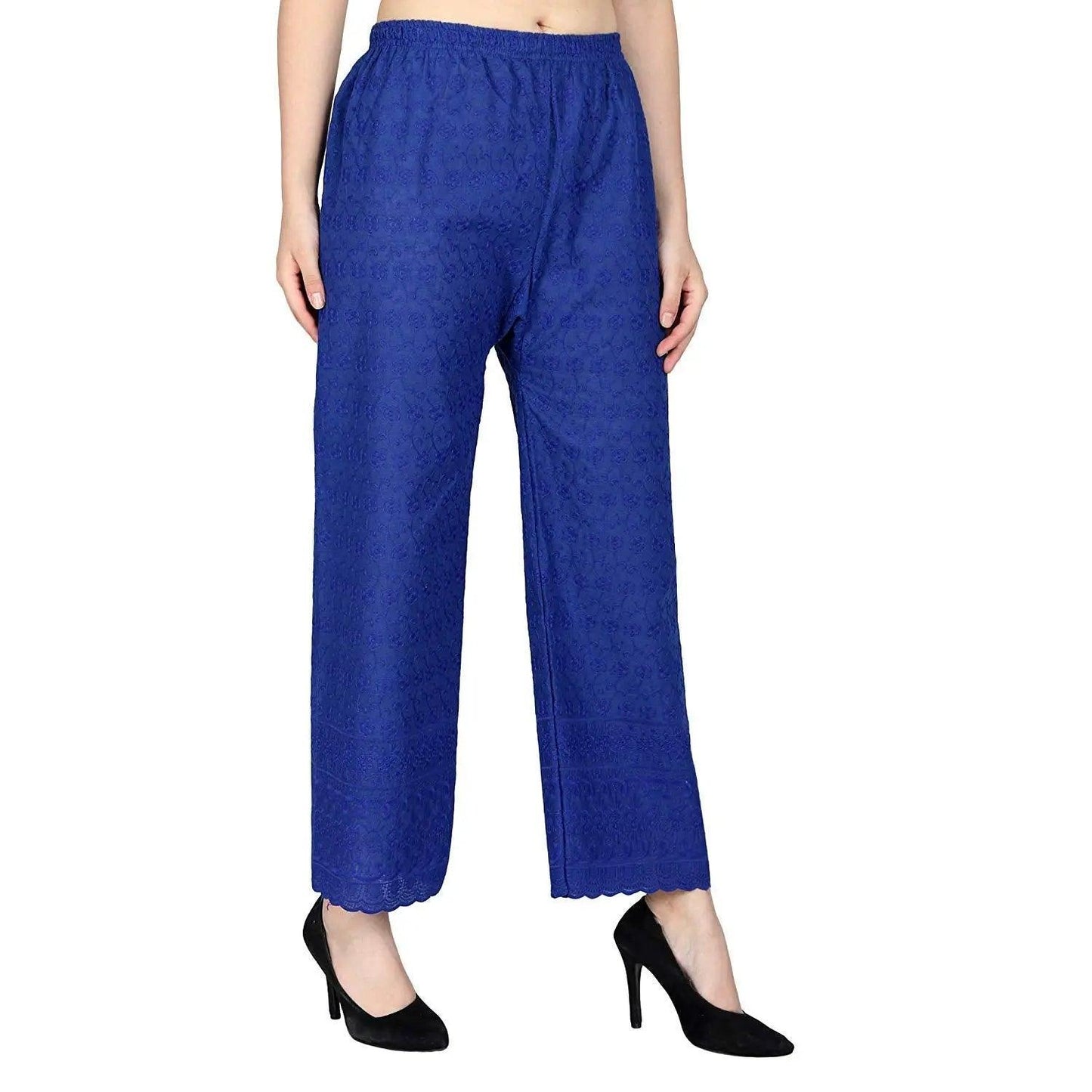 Singhania Woman's Cotton Chiken Plazzo Blue