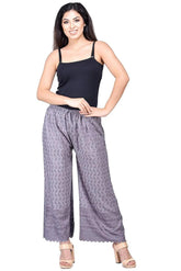 Woman's Cotton Full Chikan Palazzo Grey