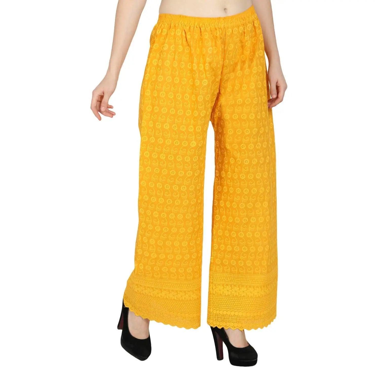 Woman's Cotton Full Chiken Plazzo Yellow