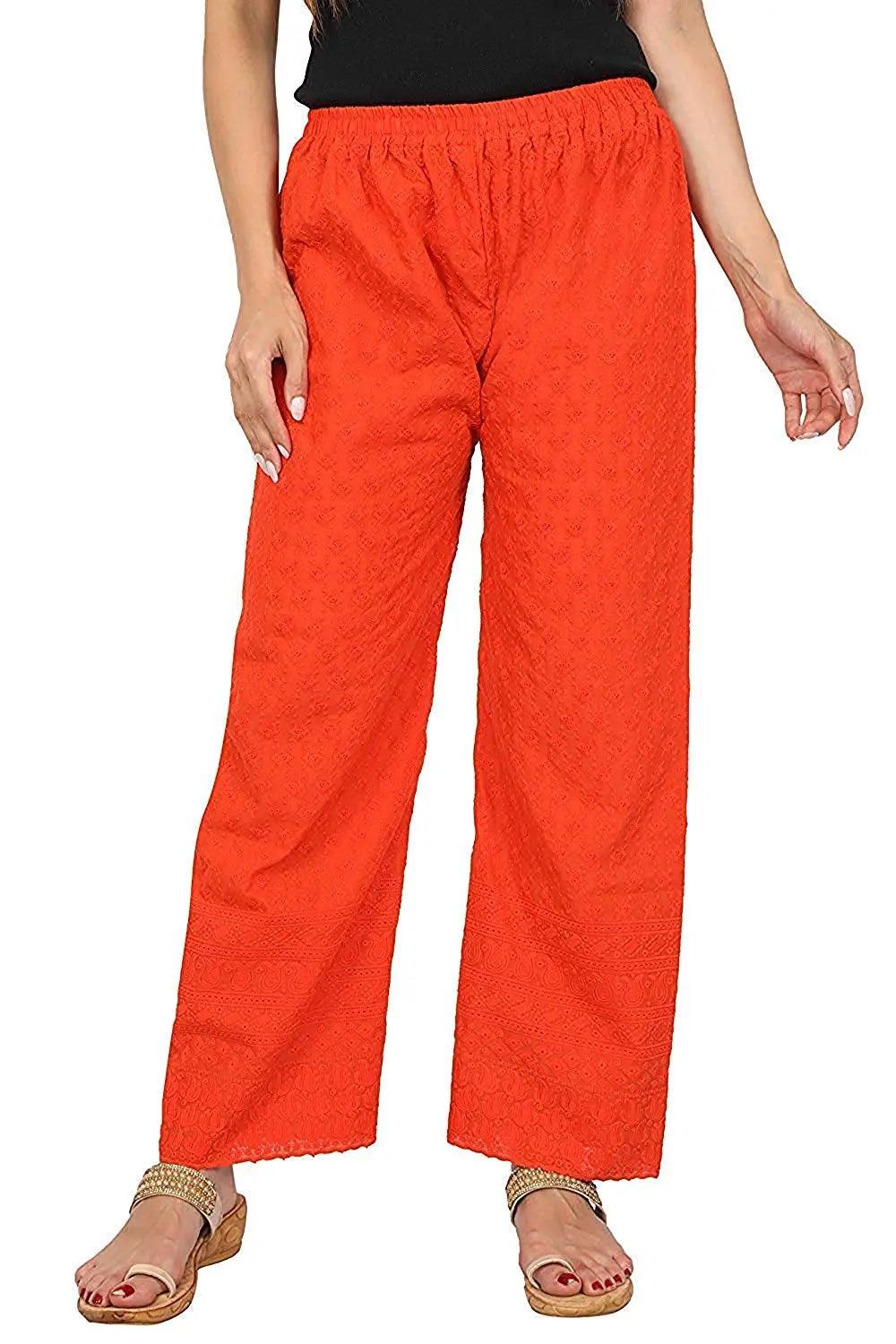 Woman's Cotton Chiken Plazzo Orange Default Title
