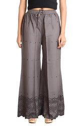 Woman's Grey Reyon Chiken Embroidery Plazzo Default Title