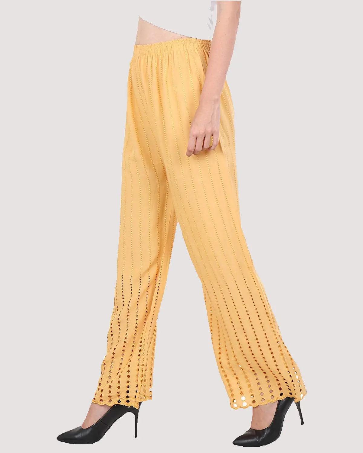 Women's Beige Chicken Rayon Palazzo Flaired Pants wrinkle free