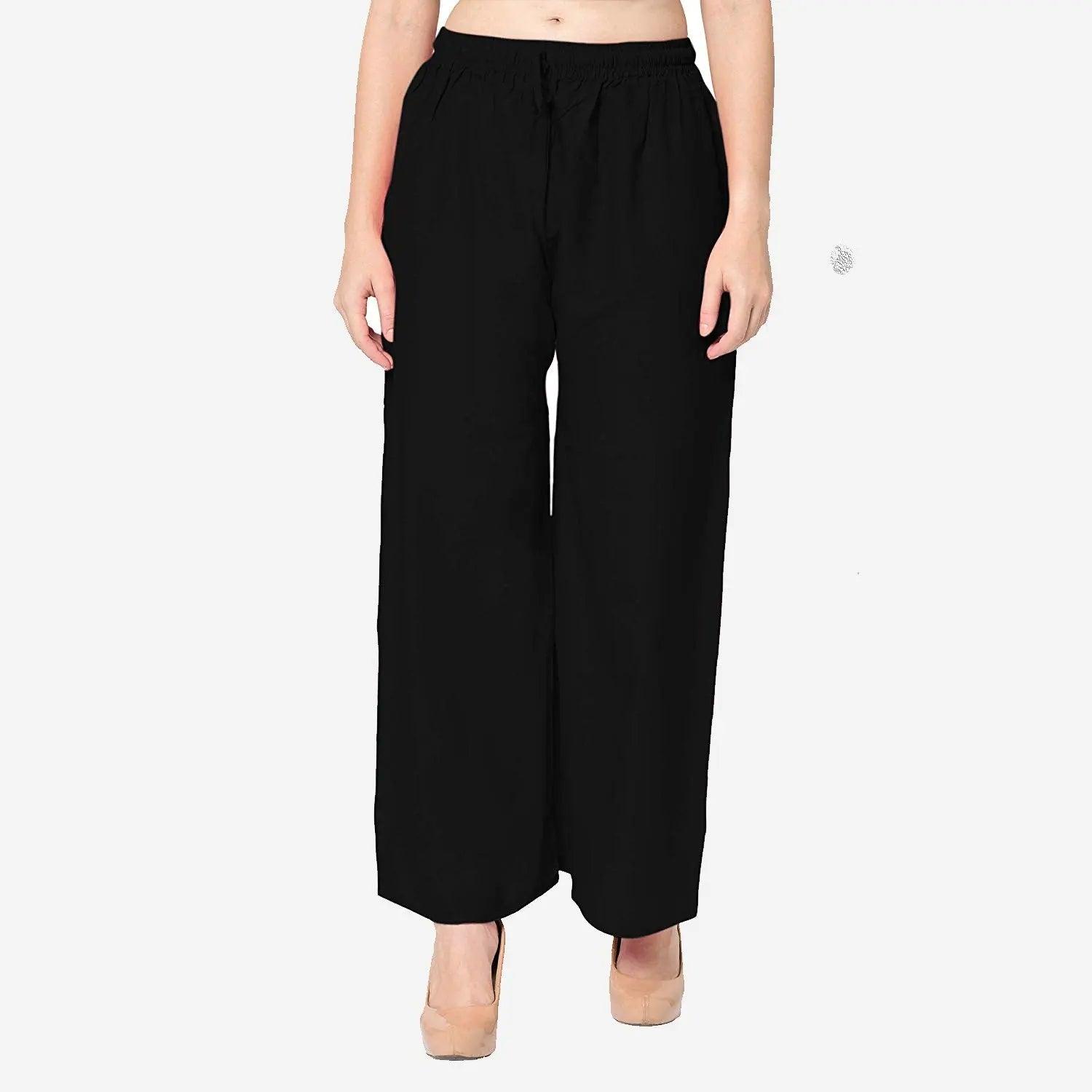 Women's Black Plain Rayon Palazzo Default Title