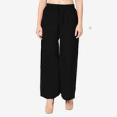 Women's Black Plain Rayon Palazzo Default Title