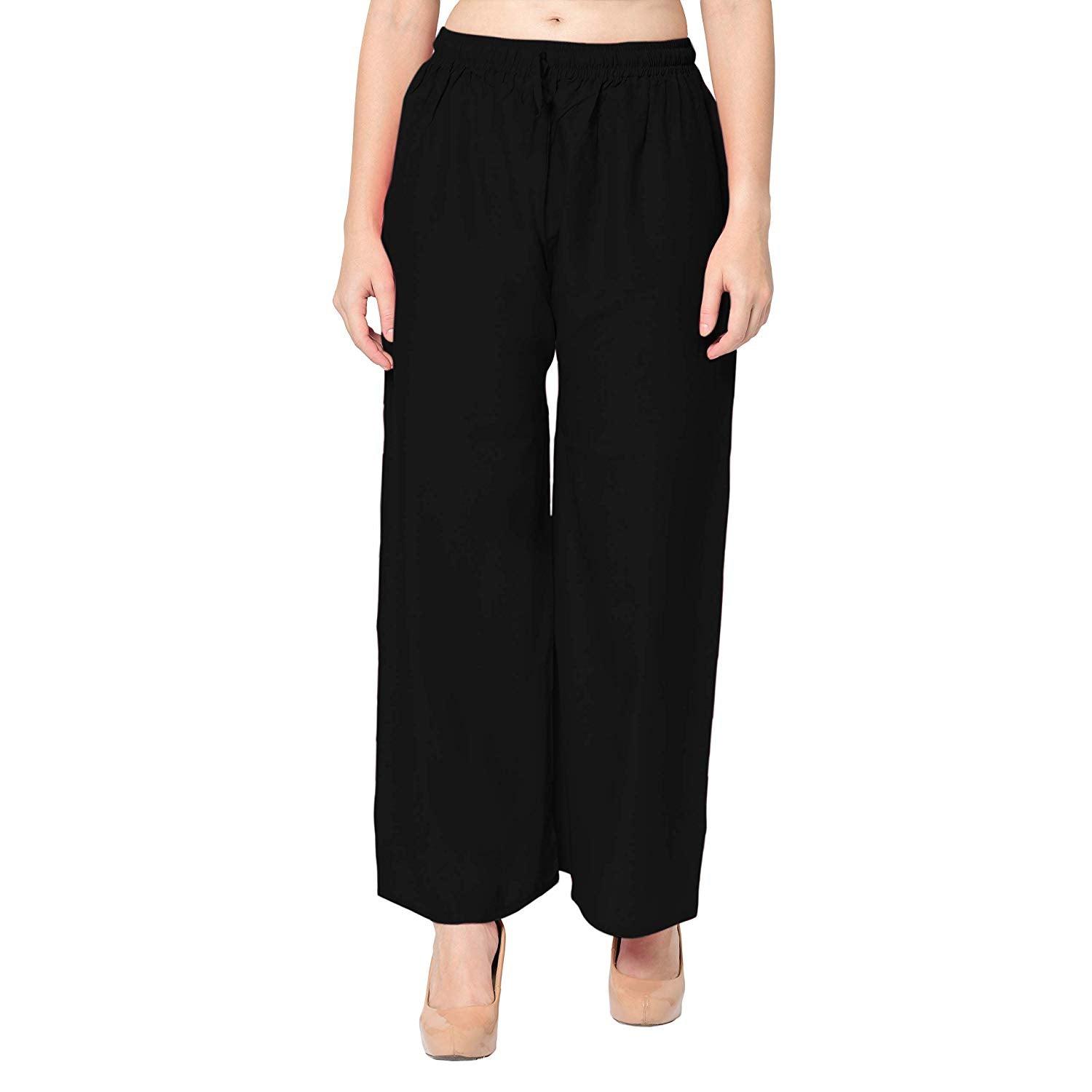 Woman's Rayon Plain Black Palazzo Default Title