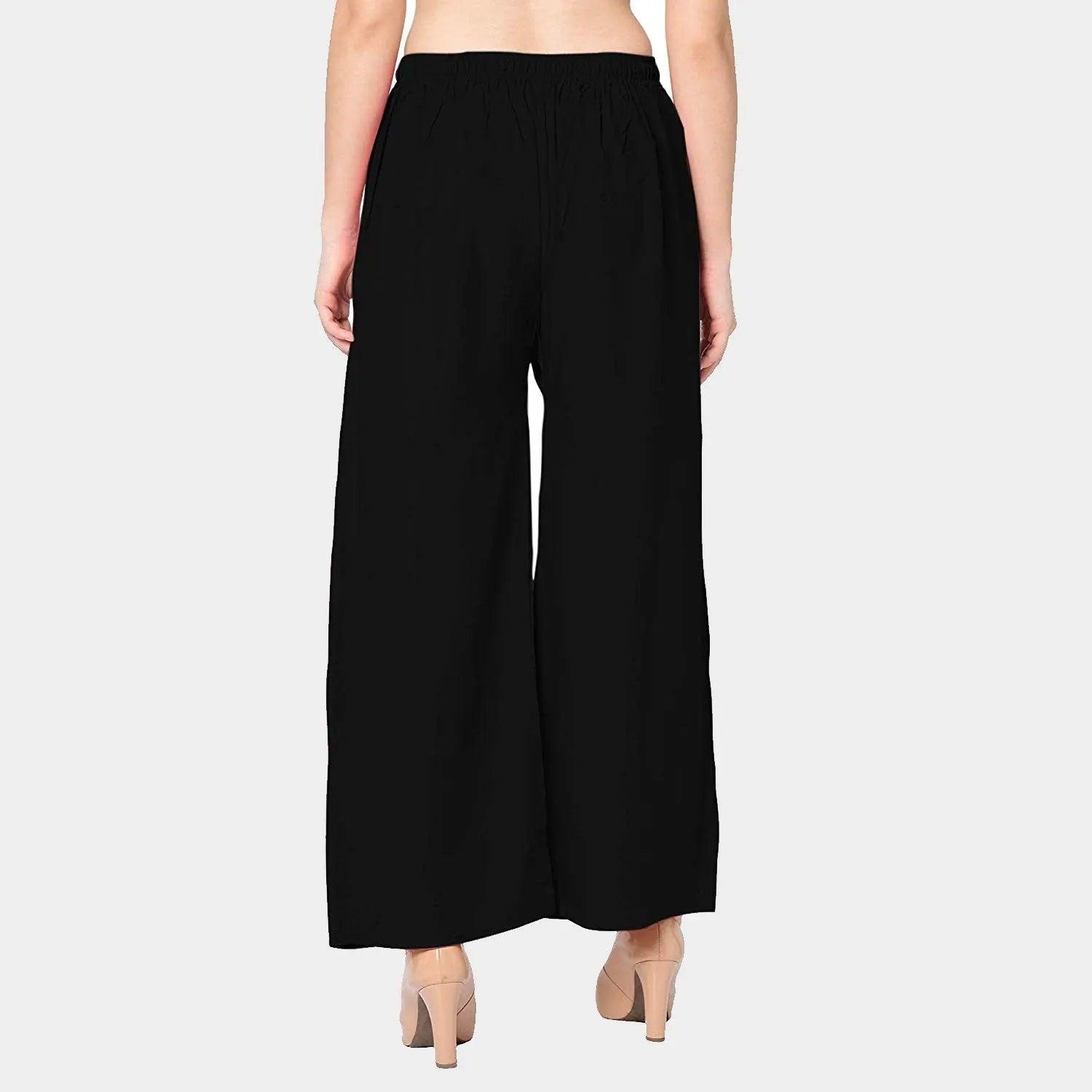Women's Black Plain Rayon Palazzo