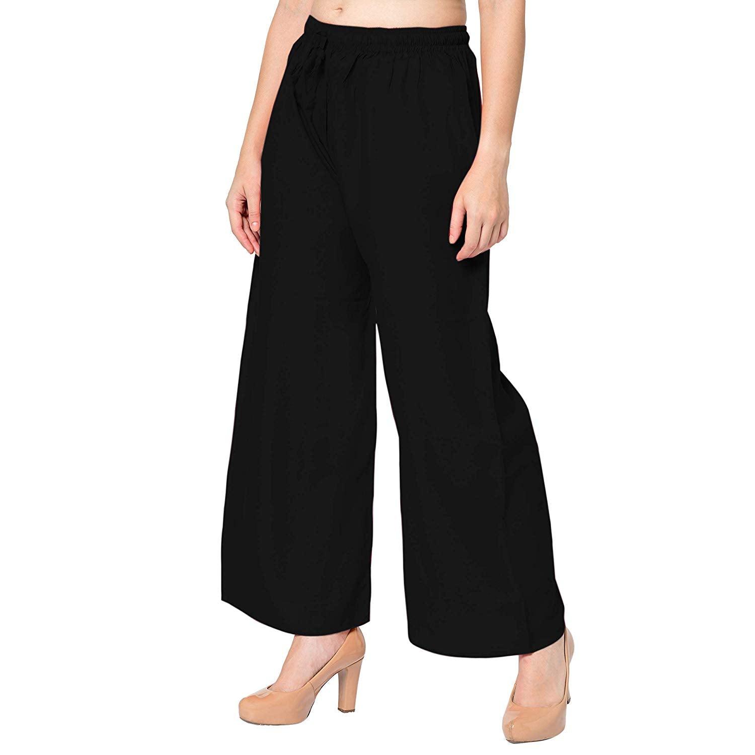 Woman's Rayon Plain Black Palazzo