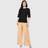 Women's Beige Plain Rayon Palazzo Default Title
