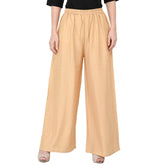 Woman's Rayon Plain Beige Palazzo Default Title