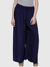 Women's Navy Blue Plain Rayon Palazzo Default Title