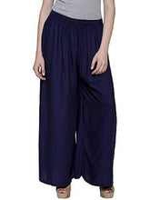 Woman's Rayon Plain Navy Blue Palazzo Default Title