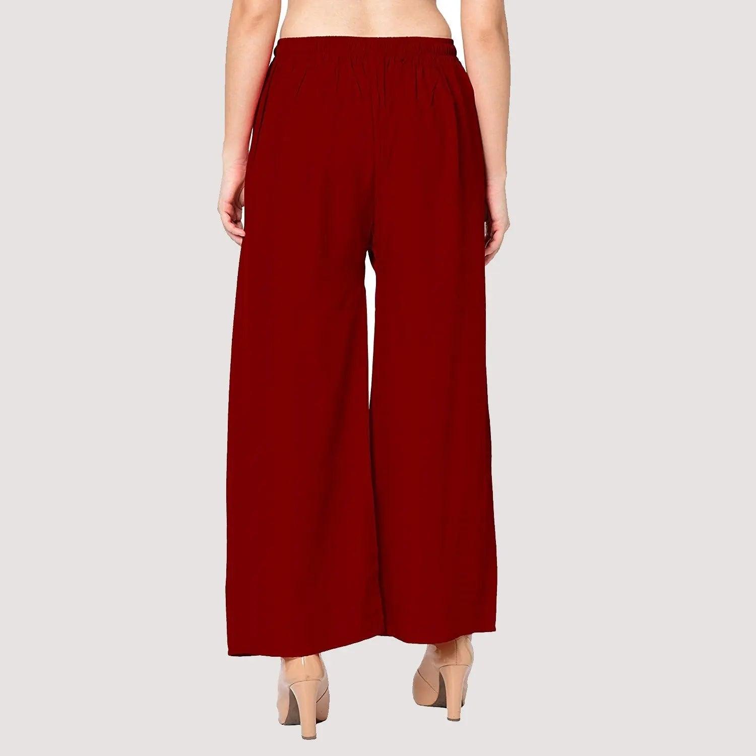 Women's Maroon Plain Rayon Palazzo