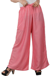Woman's Rayon Plain Pink Palazzo Default Title