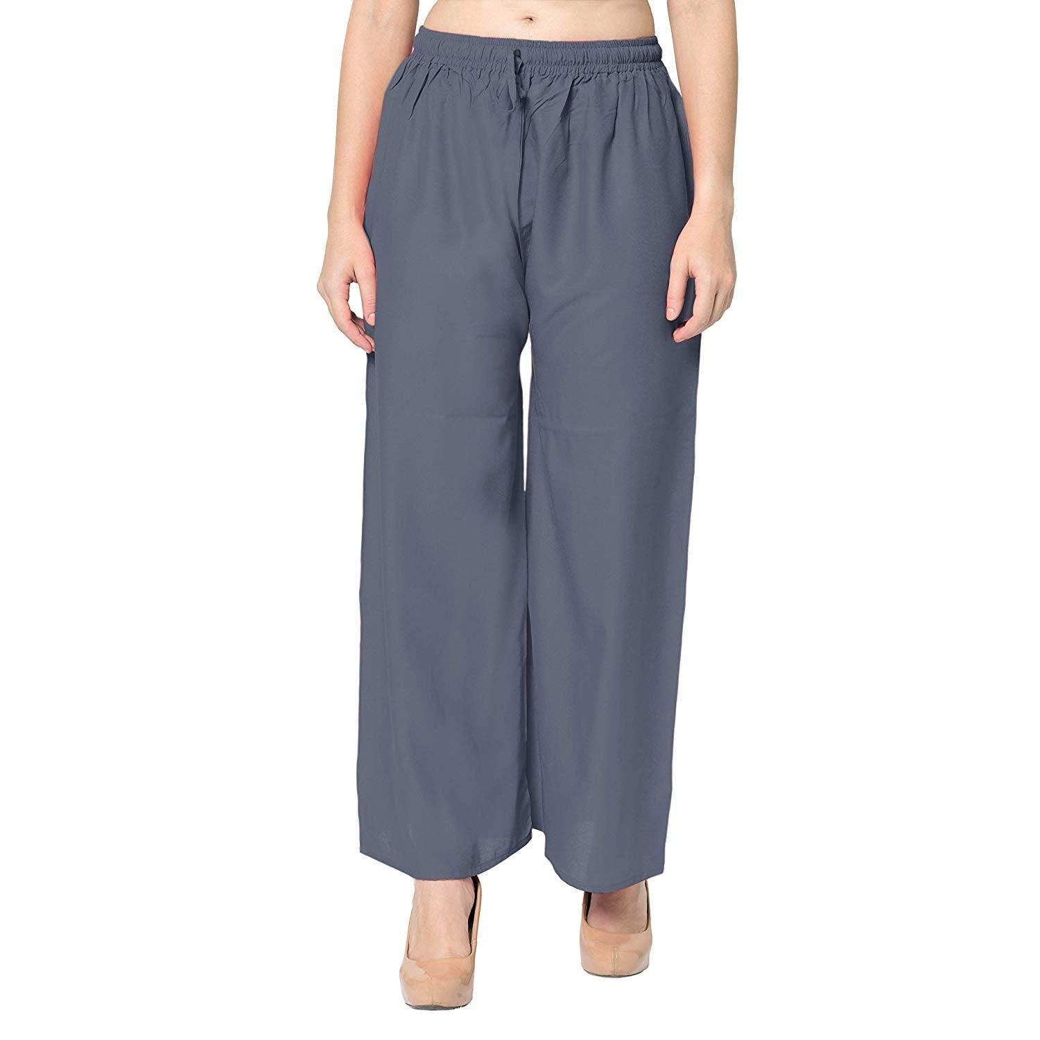 Woman's Rayon Plain Grey Palazzo Default Title